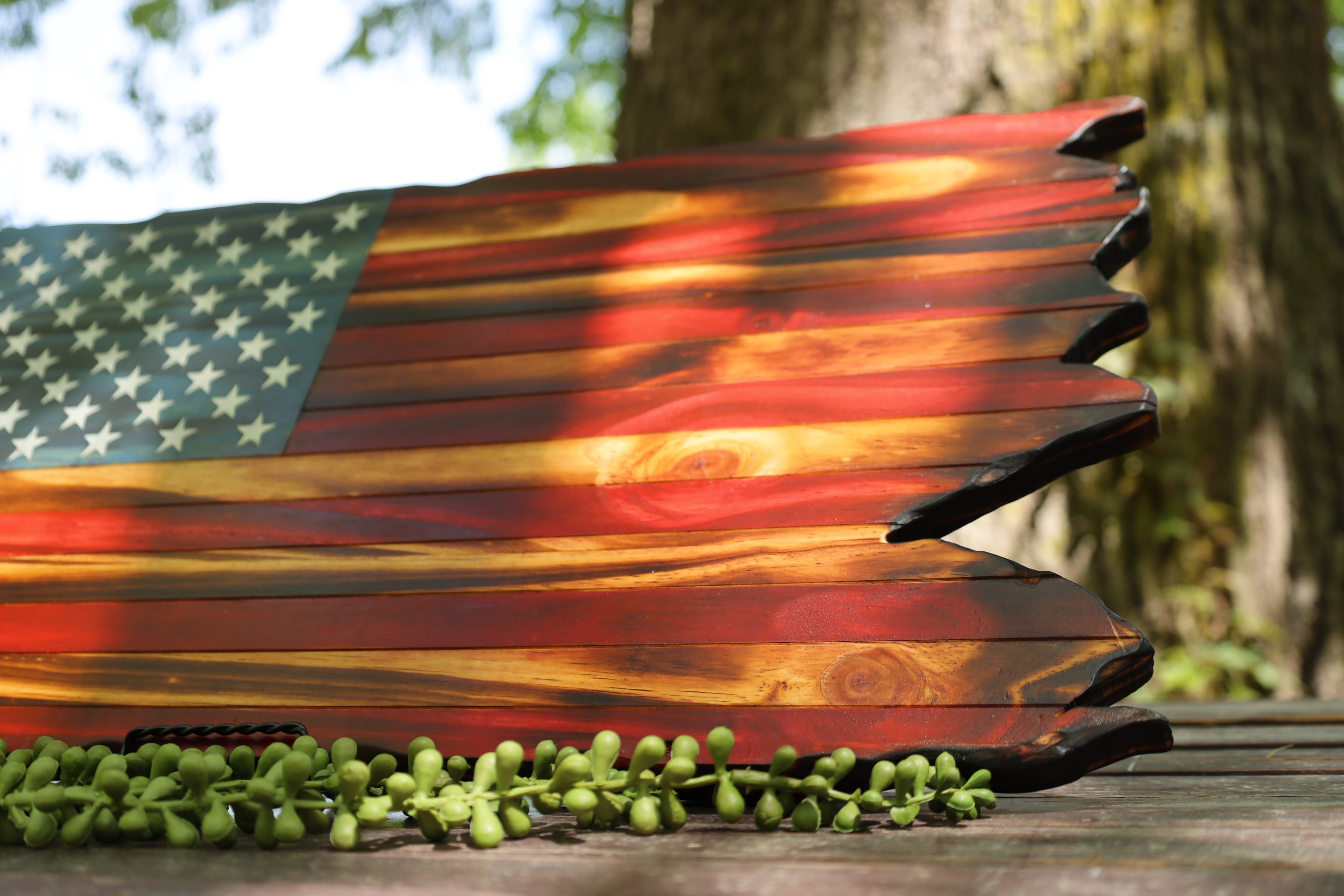 Rustic Wood retailer American Flags